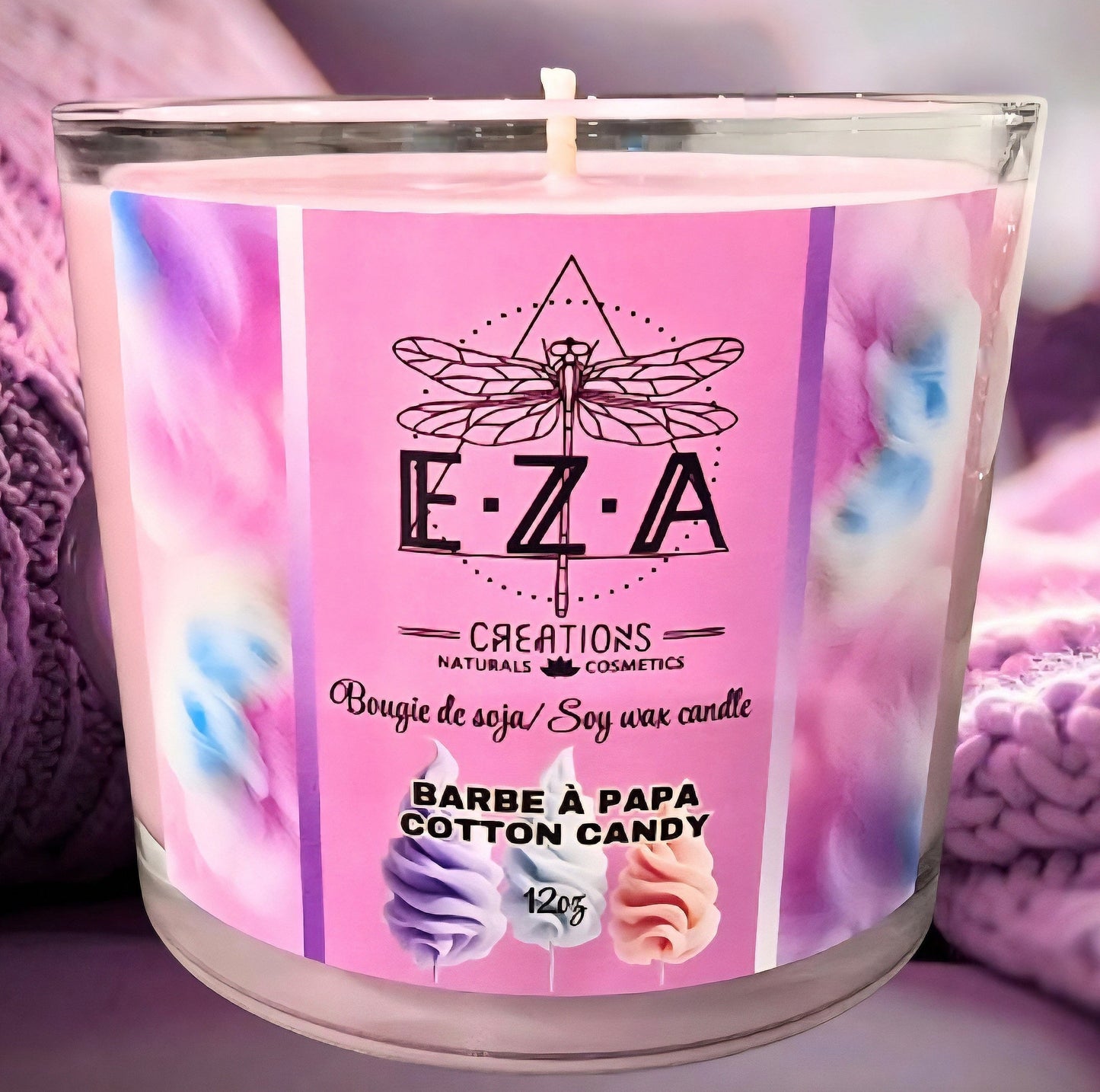 Bougie barbe à papa - sucrée et réconfortante 🩵🩷 •