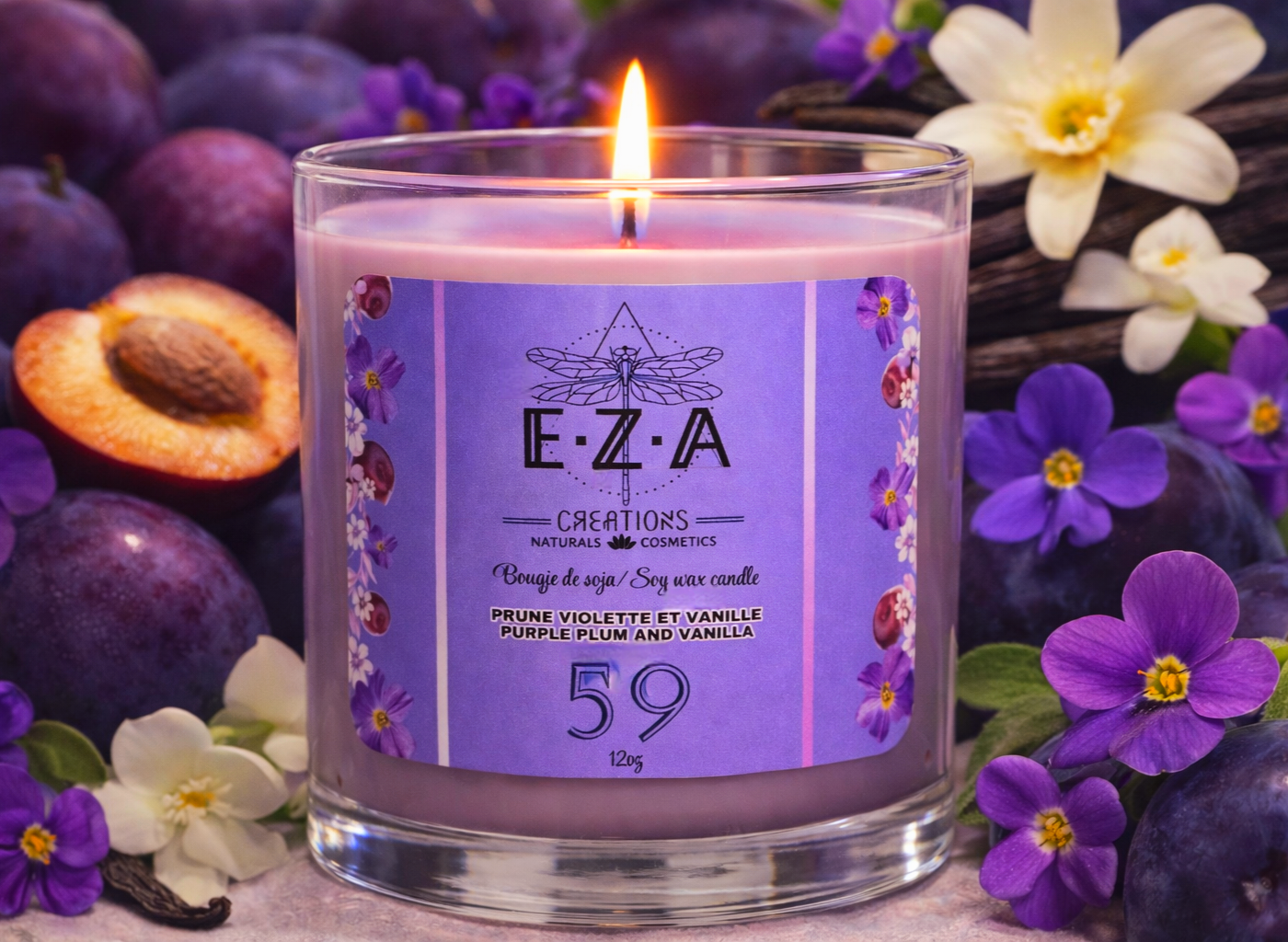 Prune violette et vanille - Bougie 💜 •