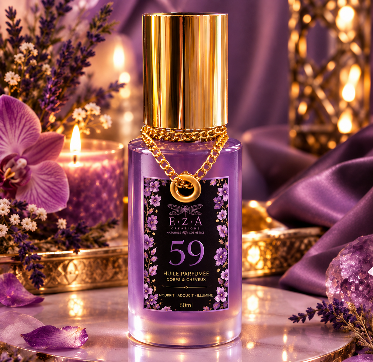 Huile parfumée corps et cheveux Prune - violette et vanille 💜 •