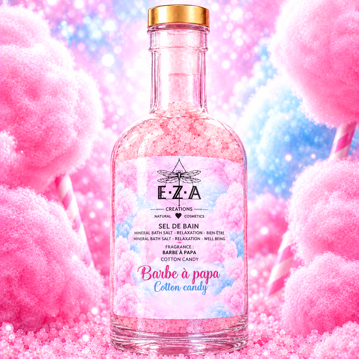 Sel de bain Barbe à papa 🩷🩵🩷 •