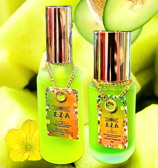 Duo huile corps & cheveux et parfum MELON MIEL 🍈💚 •